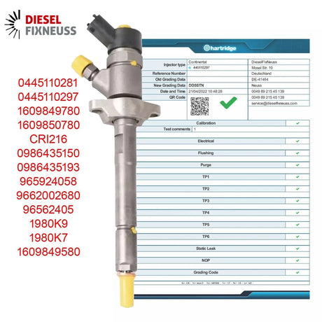 4x Injektor Bosch 0445110297 Citroen C2 C3 C4 C5 Berlingo 1.6 HDi 9662002680