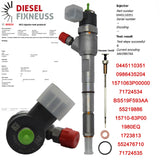 4x Einspritzdüse 0445110351 55219886 95517513 0986435204 BOSCH FIAT 1.3 D