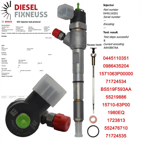 4x Einspritzdüse 0445110351 55219886 95517513 0986435204 BOSCH FIAT 1.3 D