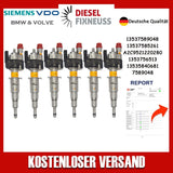 6x Fuel Injector BMW 1/3/5 Series | Part No: 13537589048/13537585261-12 Benzin | Compatible with N45/N43/N53 Engines | Includes Copper Ring, O-Ring, Test Report