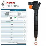 Refurbished Delphi injector 28424049 for 1.4 TDI (CUS/CUSA/CUSB), includes copper seal ring, O-ring, and test report – compatible with Audi, VW, Seat, and Skoda