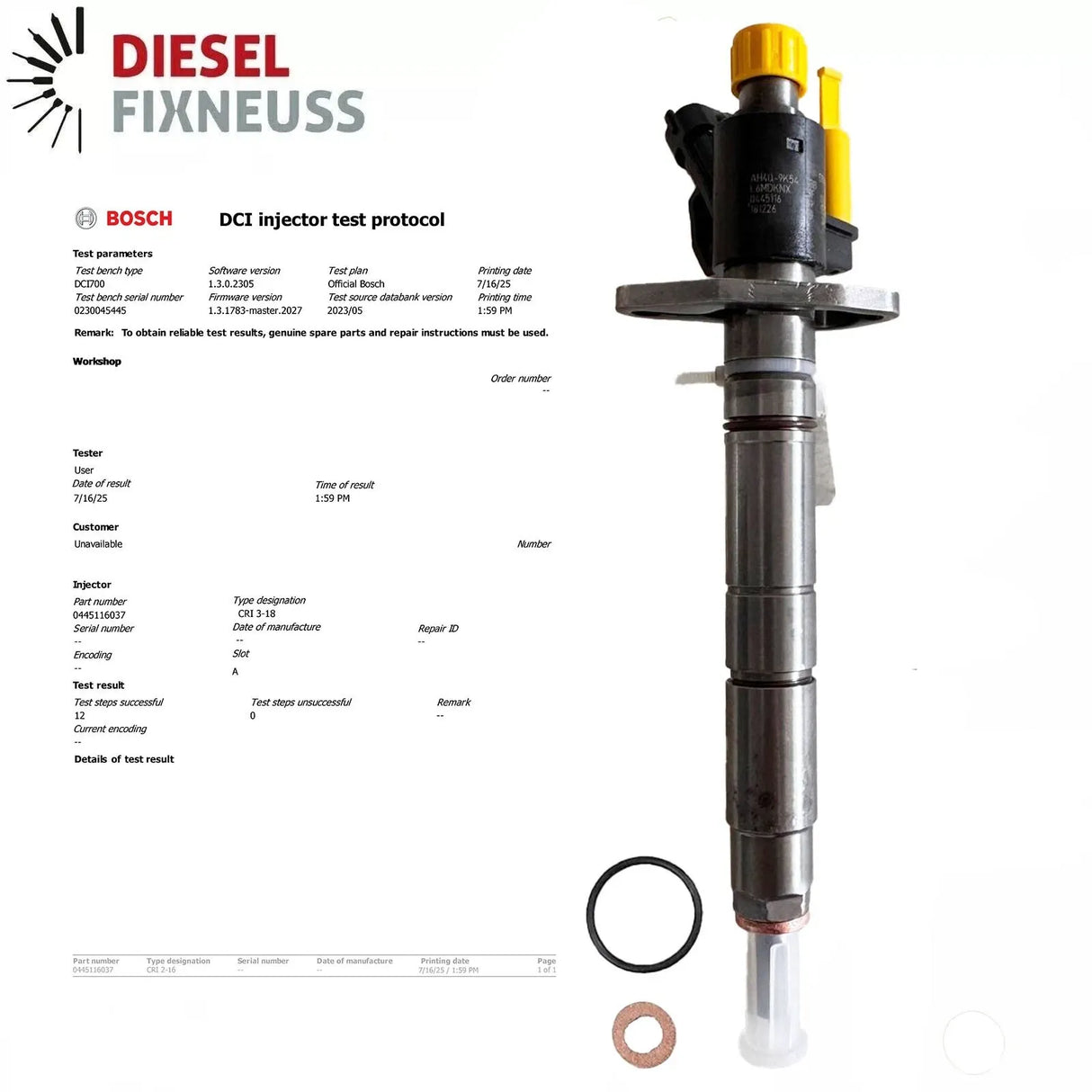 0445116037 Injector Range Rover L322 L405 4.4 D 4x4 AH4Q9K546BA-