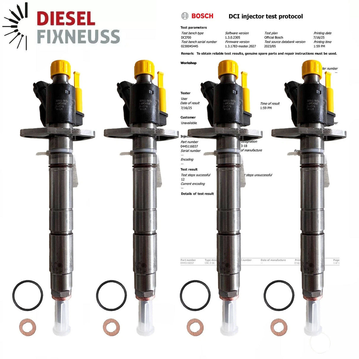 4x 0445116037 Inyector Range Rover L322 L405 4.4 D 4x4 AH4Q9K546BA-