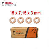 4x Kupfer Injektor Dichtring 15x7,15x3 mm – Injektor Dichtung