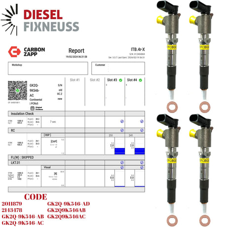 4x Einspritzdüse Ford Transit 2.0 TDCI GK2Q-9K546-AB, GK2Q-9K546-AC